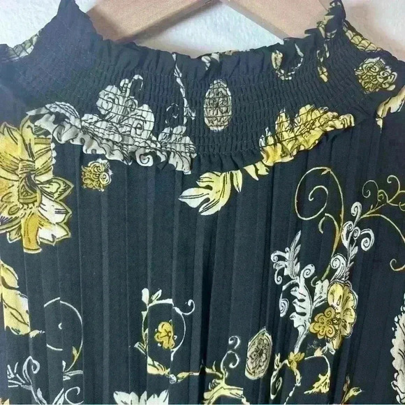 Nanette Lepore Black and Yellow Floral Midi Dress - Picture 3 of 12